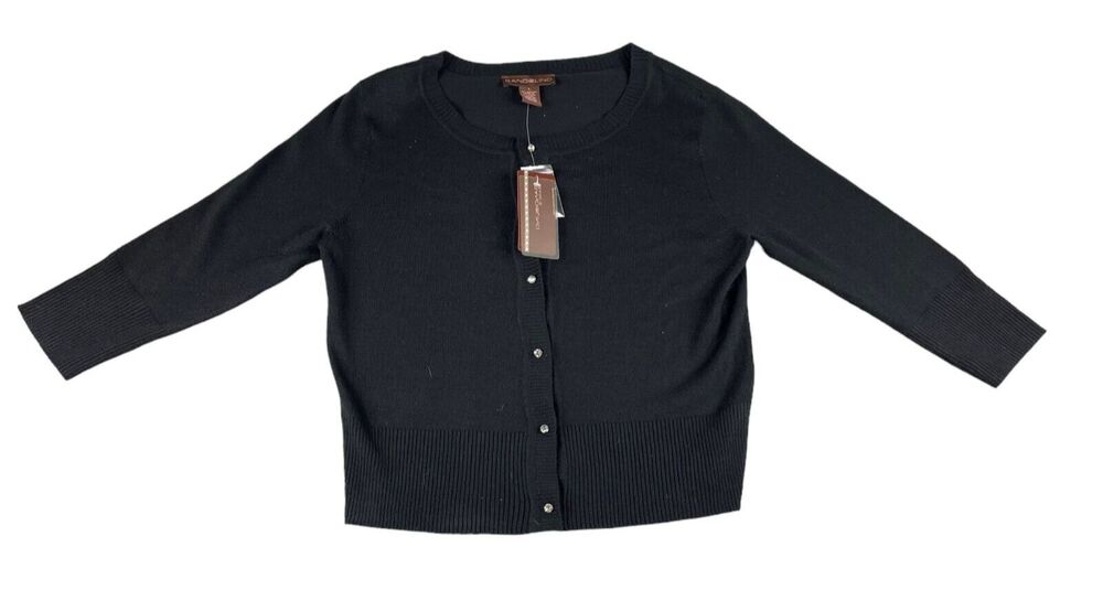 Bandolino Sweater Women's Large Black Madrid Basi Long Sleeve Buttons Shirt NWT